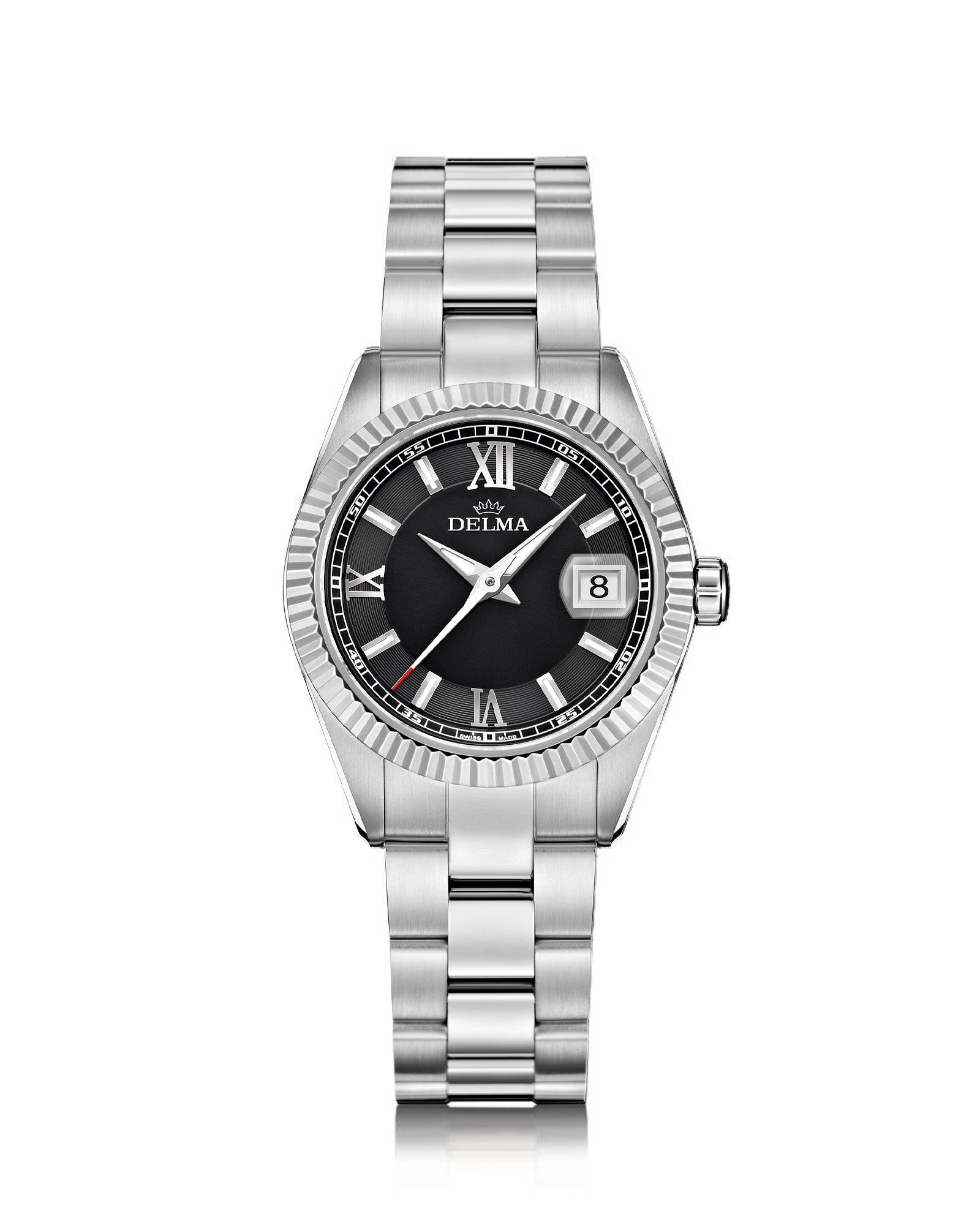 DELMA Sea Star stainless steel watch with black dial 