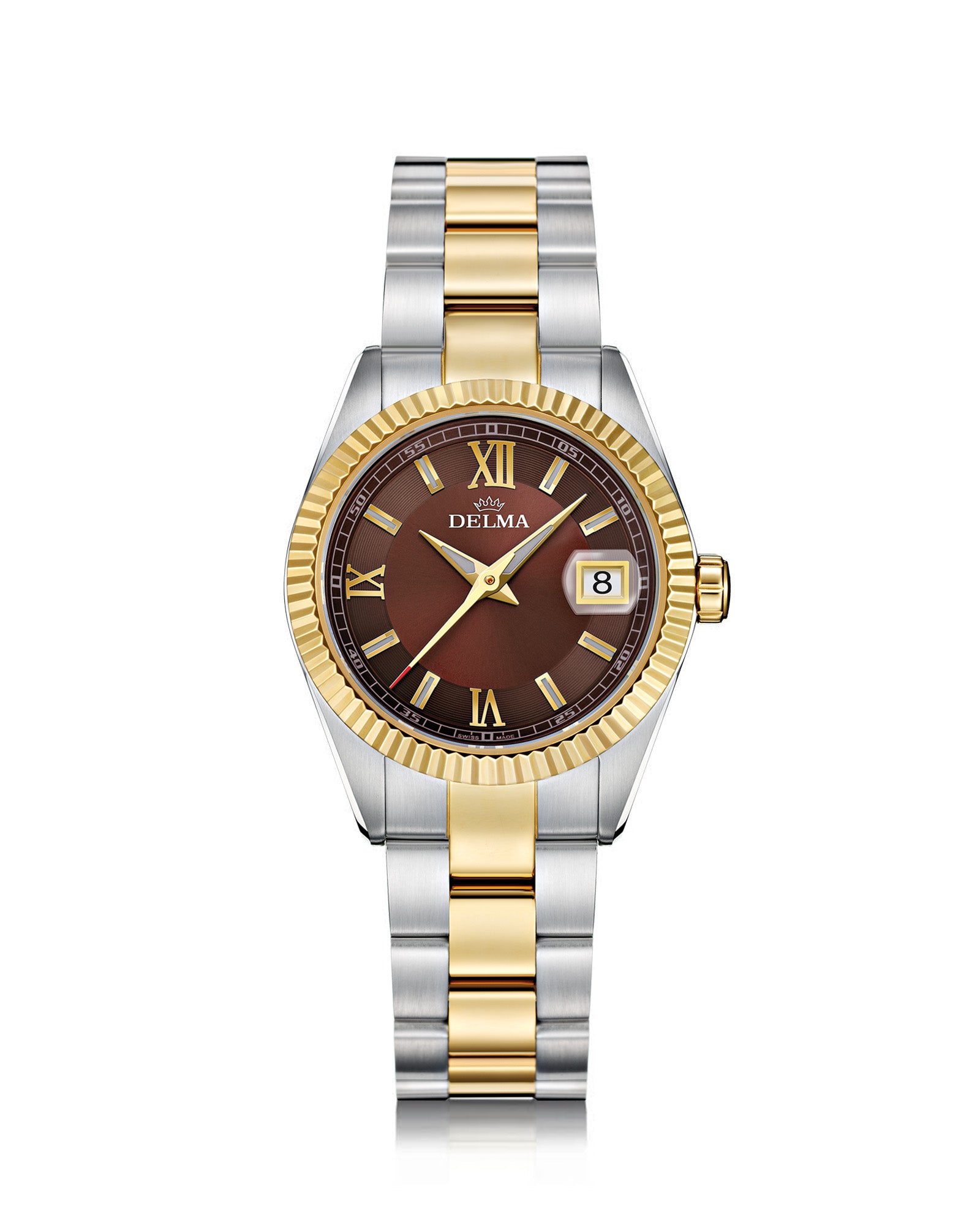 DELMA Sea Star two tone stainless steel and yellow gold PVD watch with brown dial 