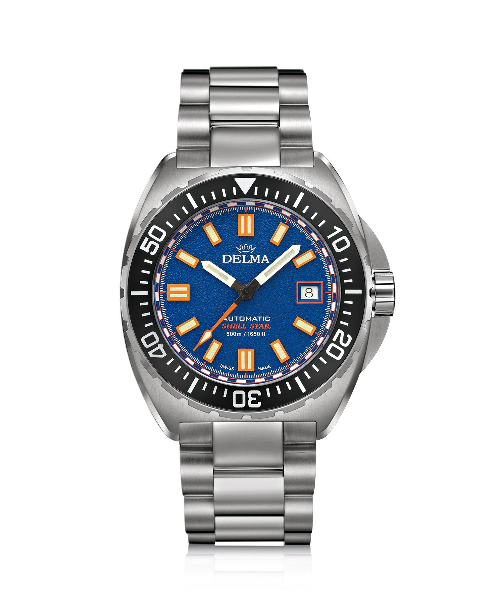 DELMA Shell Star Titanium watch with blue dial and black bezel