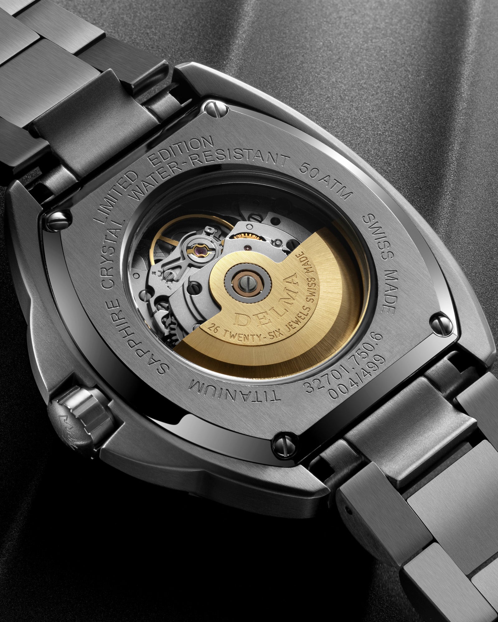 DELMA Shell Star Titanium watch case back