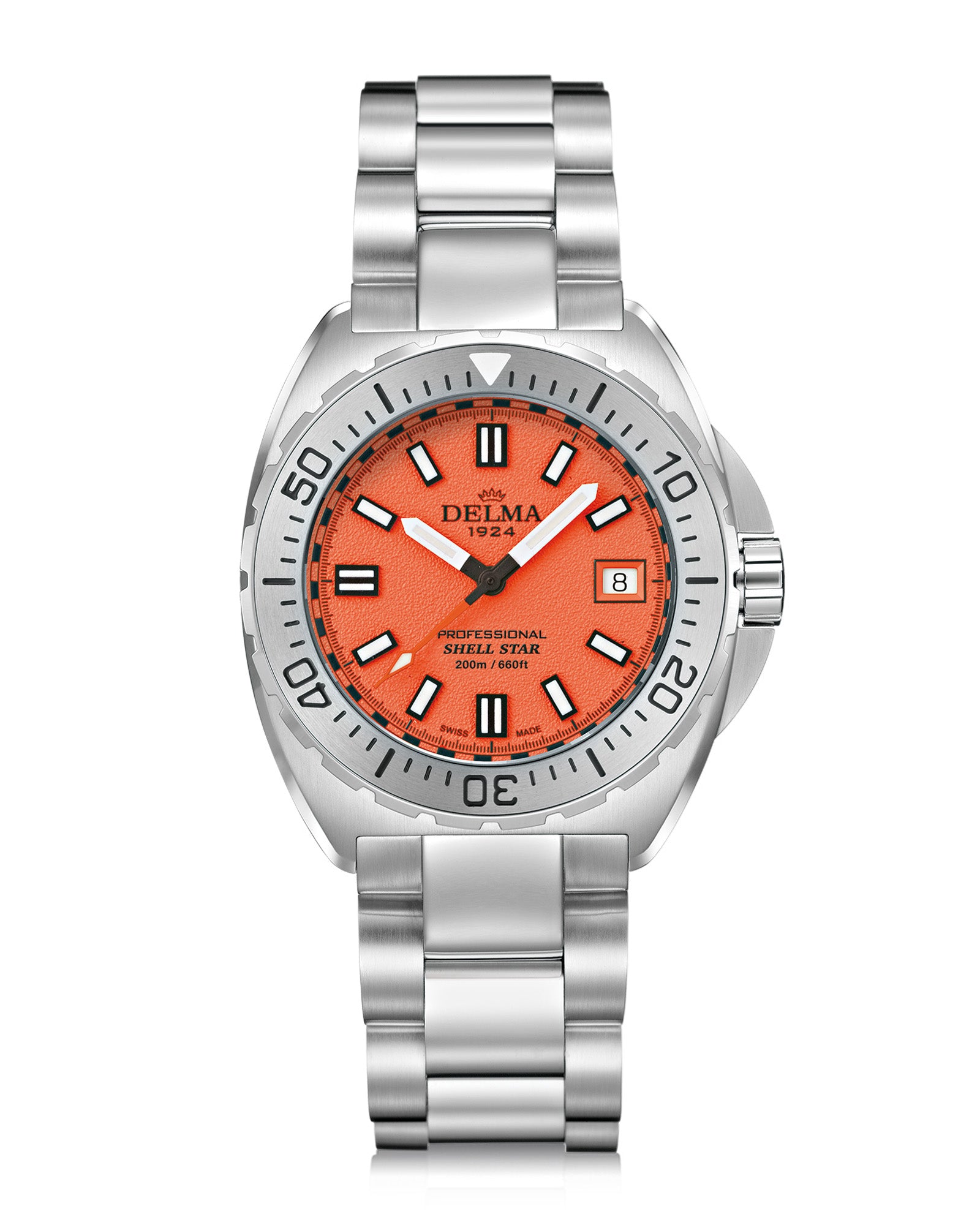 DELMA Shell Star 41 mm stainless steel watch with orange dial