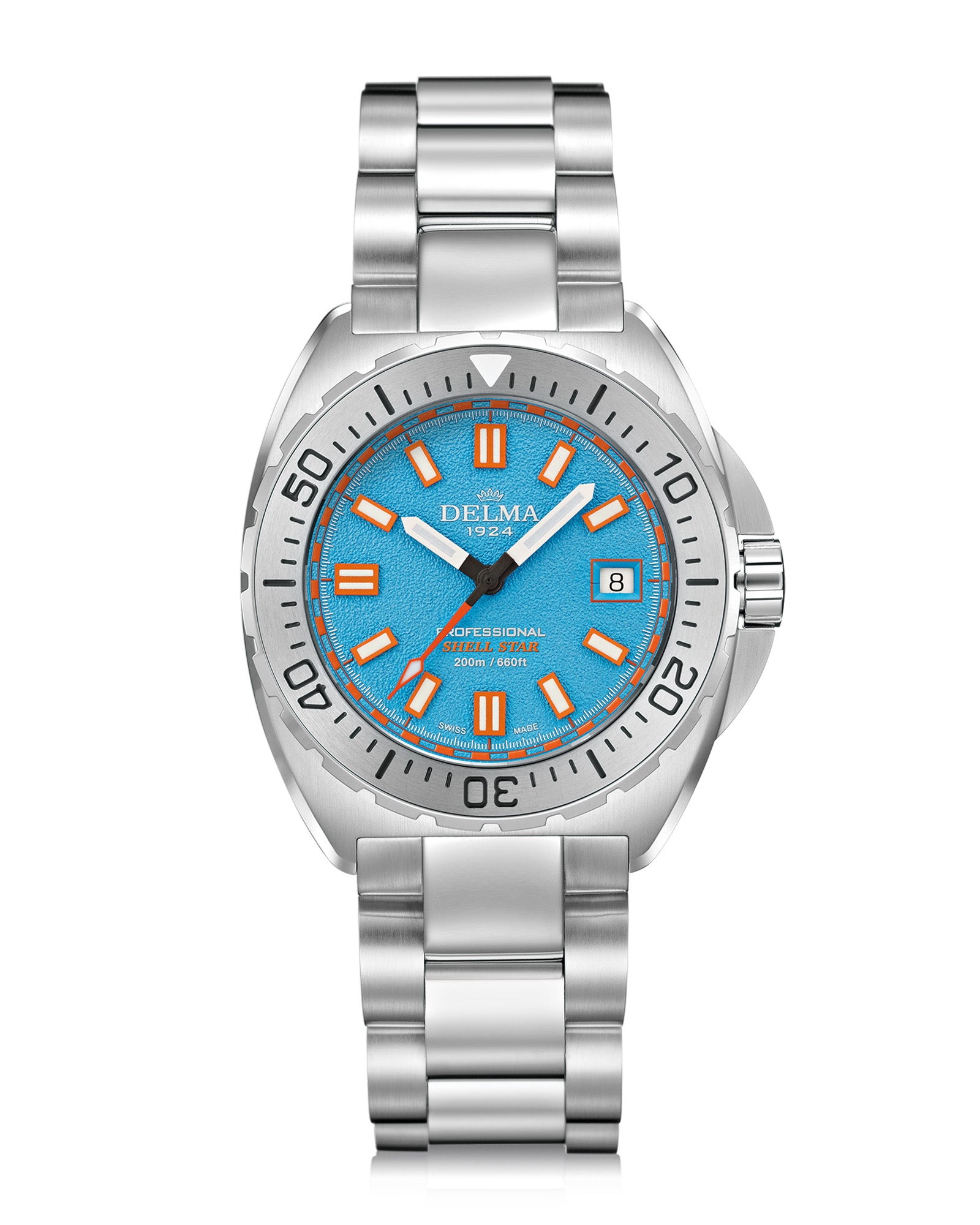 DELMA Shell Star 41 mm stainless steel watch with blue dial