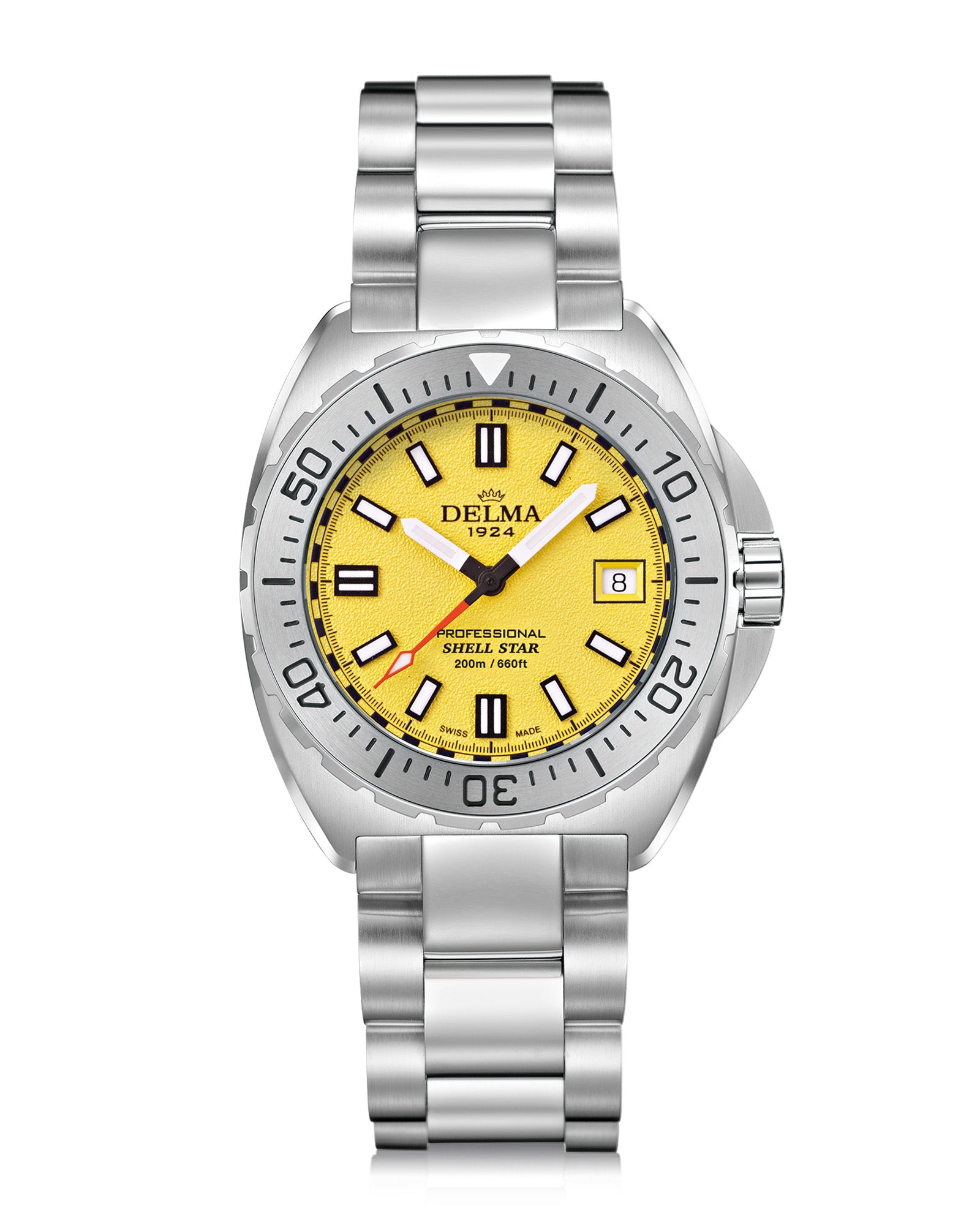 DELMA Shell Star 41 mm stainless steel watch with yellow dial